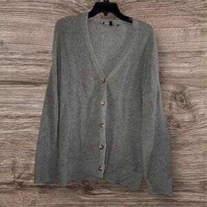 Hudson Los Angeles Solid Knit V Neck Gray Button Up Cardigan 100% Cotton XL